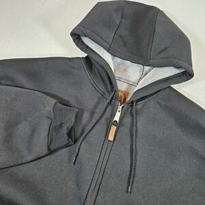 Berne Hoodie Mens Large Black SV200BK Full Zip Fleece Lined Workwear Jacket